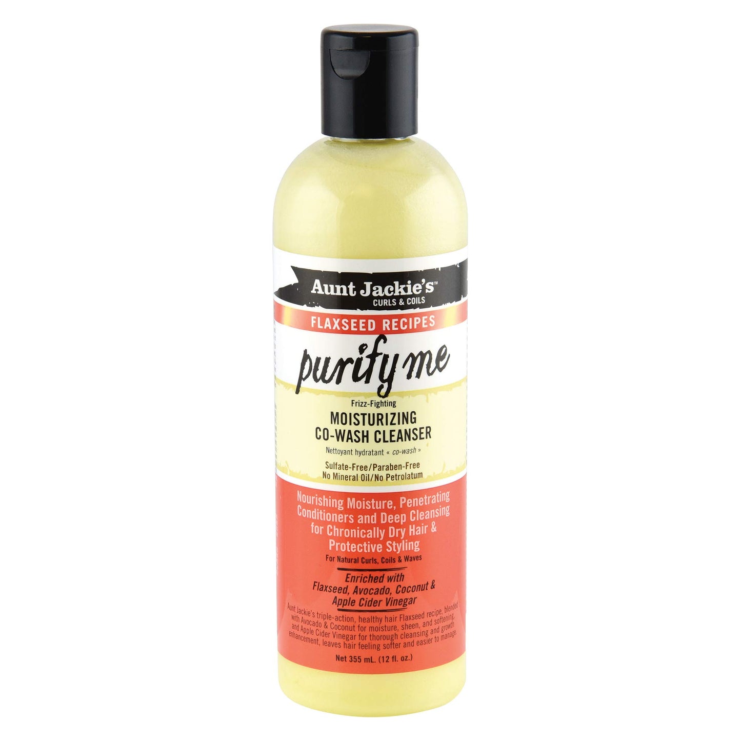 Aunt Jackie's Flaxseed Recipes Purify Me Moisturizing Co-Wash Hair Cleanser, 12 Oz